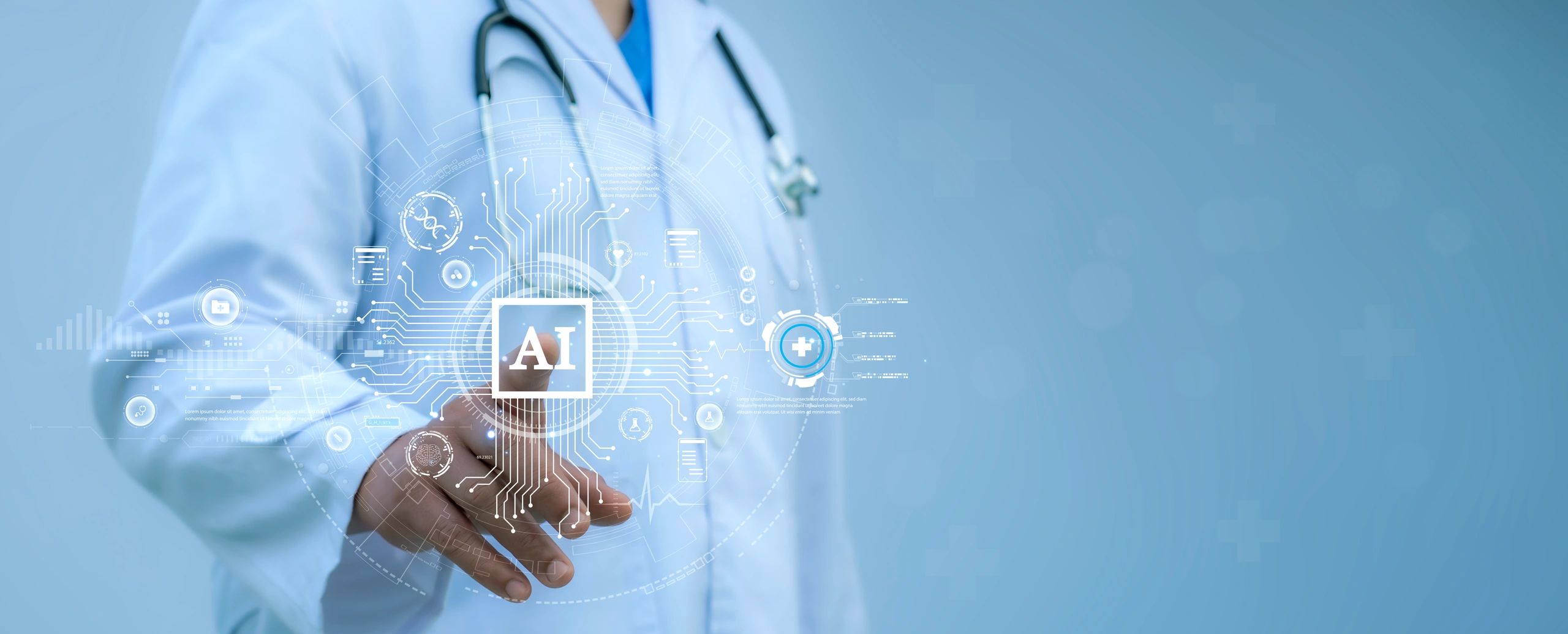 Medical worker touch virtual medical revolution